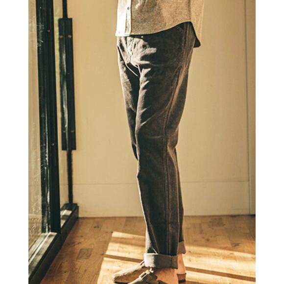 Taylor Stitch The Camp Charcoal Corduroy Pants 36 NEW Straight Organic Cotton - Picture 1 of 6